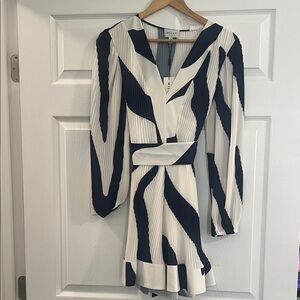 Milly Navy and White Long Sleeve Dress